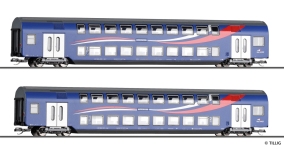 Tillig 01065 - TT - 2-tlg. Doppelstockwagen-Set, SRI, Ep. VI